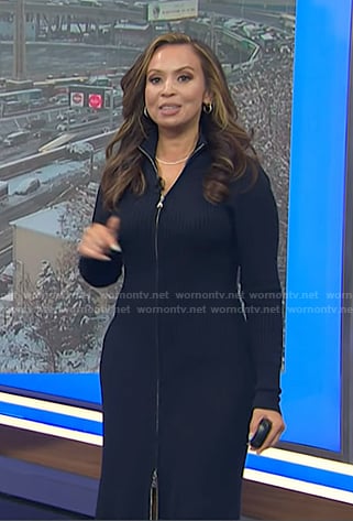 Adelle's navy ribbed zip sweater dress on Today