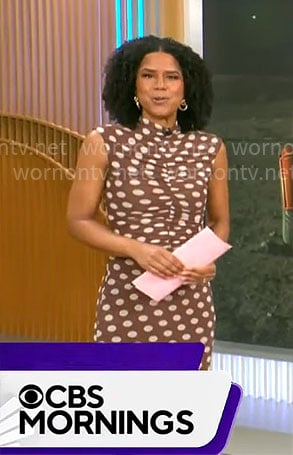 Adriana Diaz's brown polka dot dress on CBS Mornings