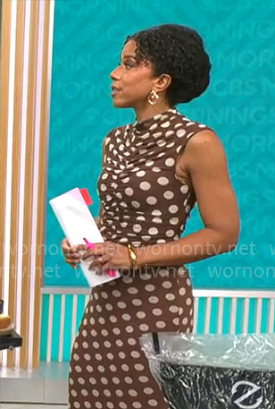 Adriana Diaz's brown polka dot dress on CBS Mornings