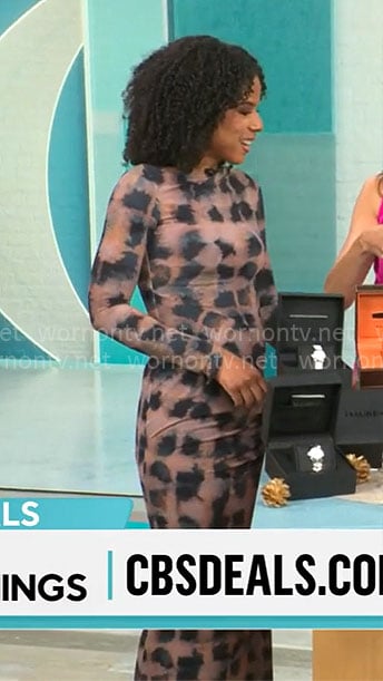 Adriana Diaz's printed long sleeve dress on CBS Mornings