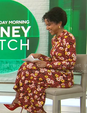 Adriana Diaz's red floral maxi dress on CBS Mornings