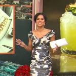 Adriana Diaz's abstract print ruched dress on CBS Mornings