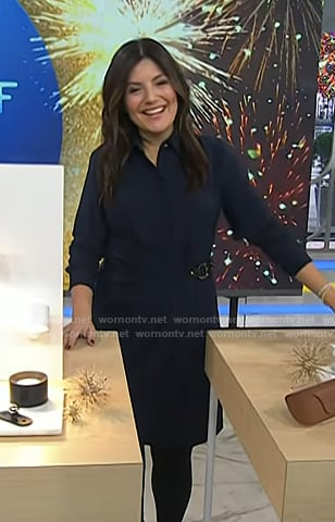 Adrianna's navy buckle waist dress on Today