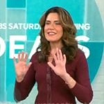 Adriane Kiss’s burgundy button front dress on CBS Mornings