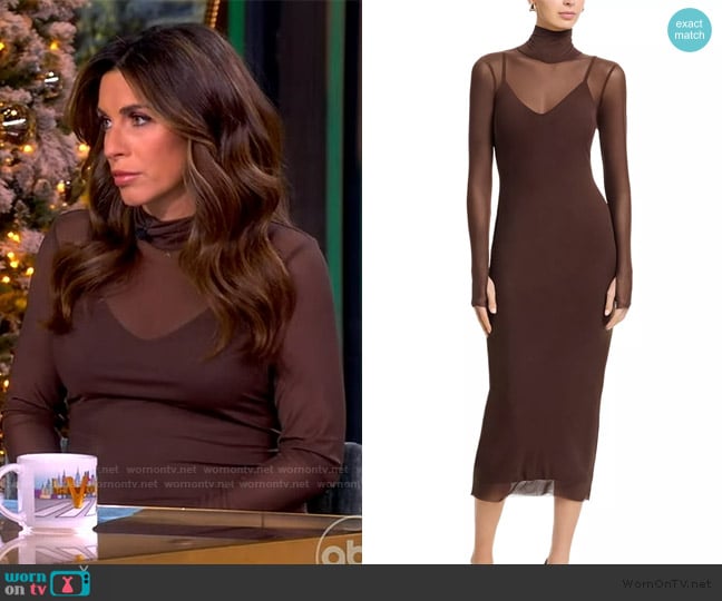 Alyssa’s brown mesh dress on The View