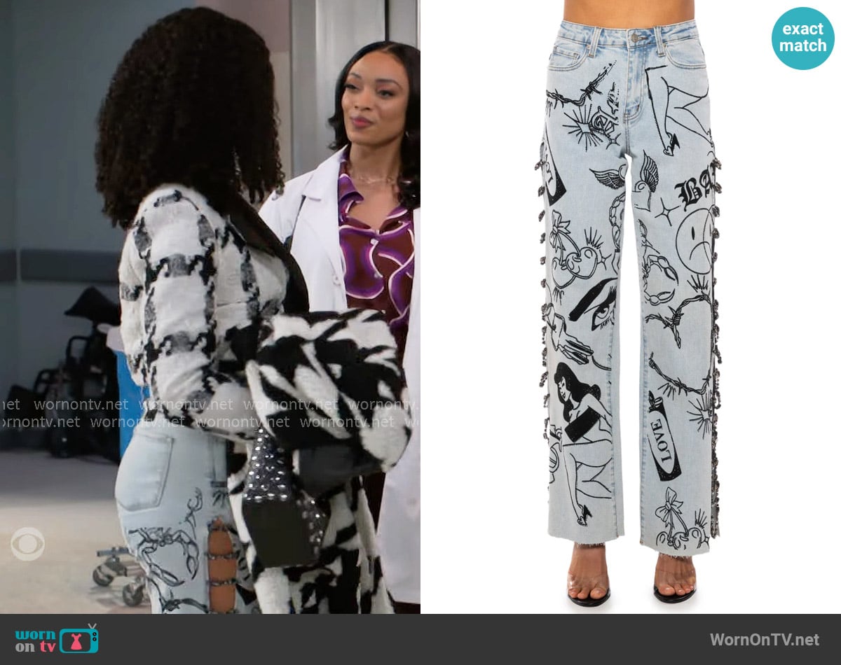 Akira New Ink Relaxed Denim Jeans worn by Chelsea Hamilton (RhonniRose Mantilla) on Beyond the Gates