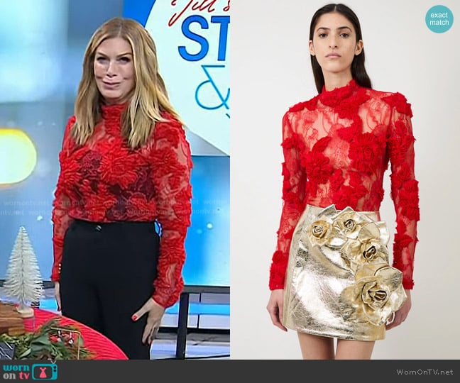 Aknvas The Freja Lace Top in red worn by Jill Martin on Today
