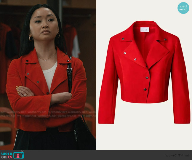 Akris suede leather short jacket