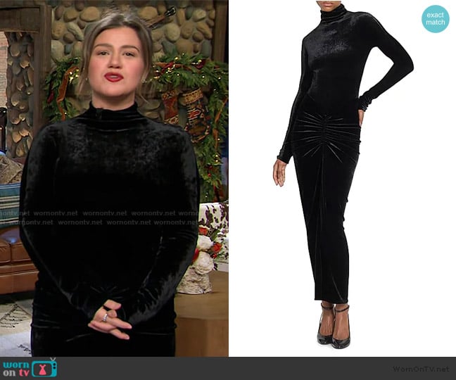 Alaia Ruched Velvet Maxi Dress worn by Kelly Clarkson on The Kelly Clarkson Show