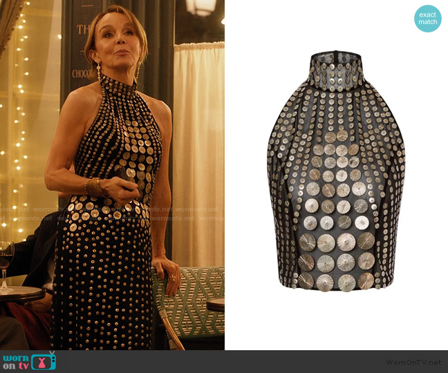 Alberta Ferretti Sequinned High Neck Top worn by Sylvie (Philippine Leroy-Beaulieu) on Emily in Paris