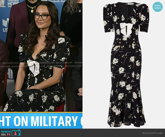 Alessandra Rich Floral Printed Silk Midi Dress worn by Emma Willis on Today