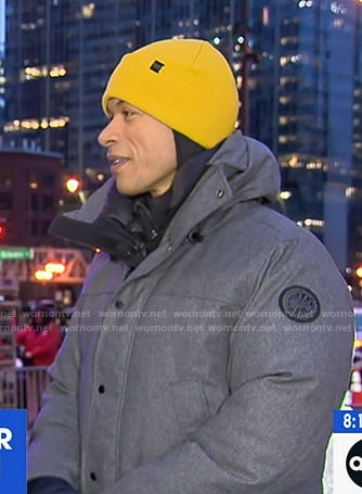 Alex Perez's grey down jacket on Good Morning America