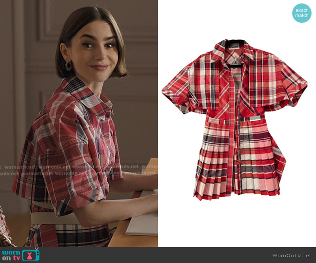 Alexander McQueen Silk Mini Dress worn by Emily Cooper (Lily Collins) on Emily in Paris