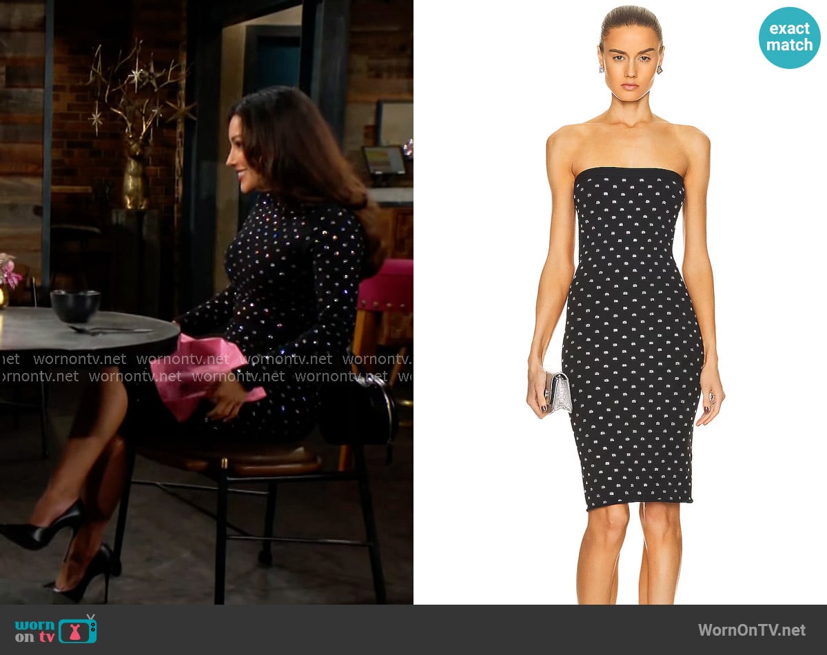 Alexander Wang Crystal Logo Strapless Midi Dress worn by Audra Charles (Zuleyka Silver) on The Young and the Restless