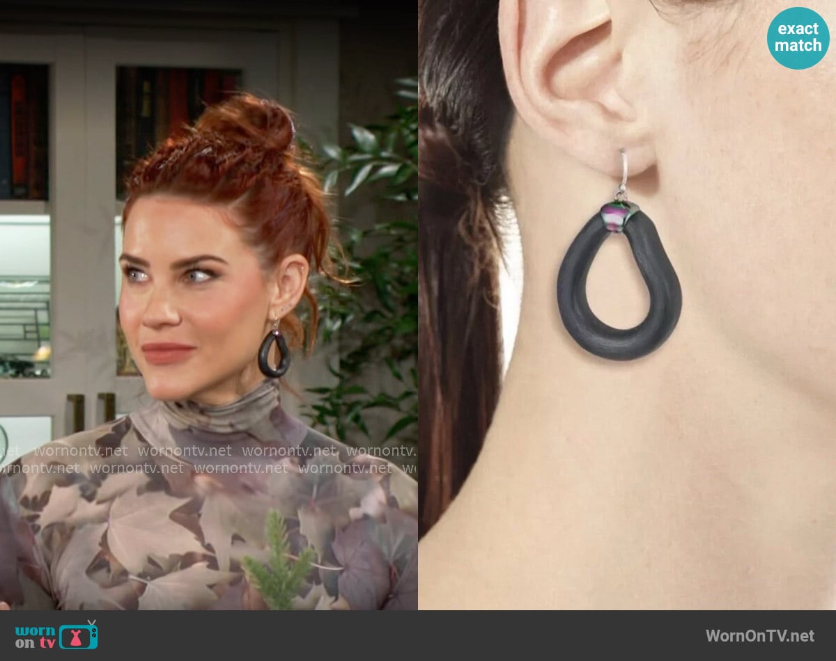 Alexis Bittar Lucite Earrings worn by Sally Spectra (Courtney Hope) on The Young and the Restless