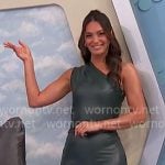 Alexis’s green leather one-shoulder dress on The Price is Right