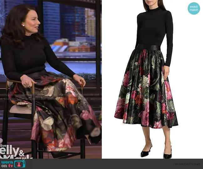 Alice + Olivia Chara Floral Fit & Flare Midi-Dress worn by Fran Drescher on Live with Kelly and Mark