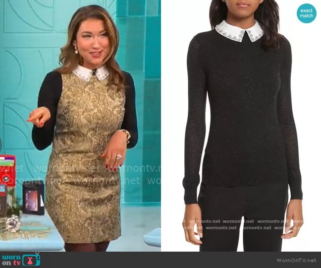 Alice + Olivia Clyde Metallic Jacquard Dress worn by Courtney Cason on CBS Mornings