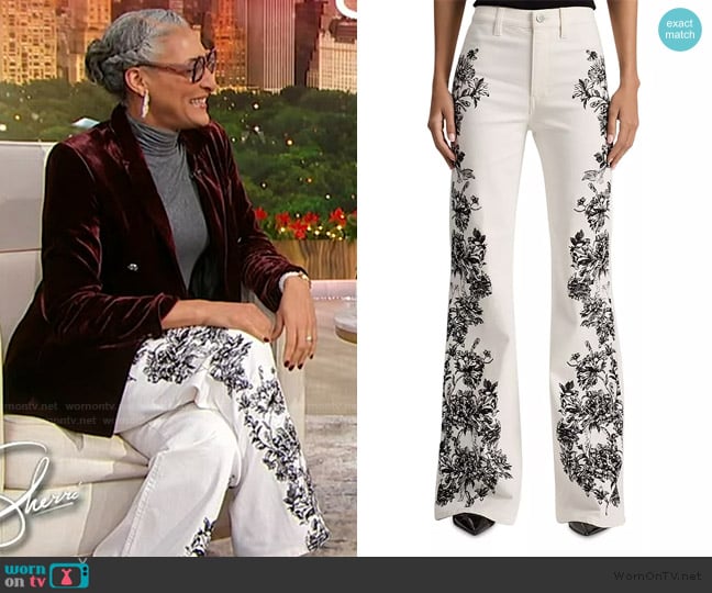 Carla Hall’s floral embroidered pants on Sherri Carla Hall’s floral embroidered pants on Sherri