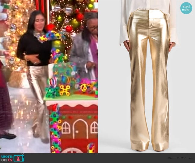 Alice + Olivia Metallic Faux Leather Pants worn by Elizabeth Werner on The View
