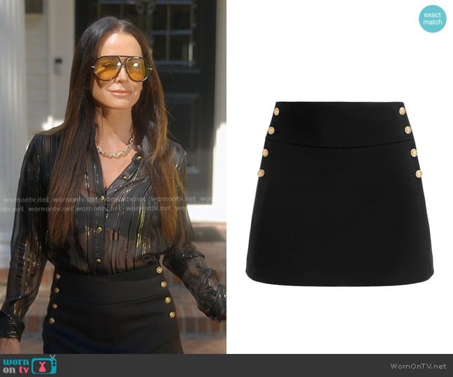 Alice + Olivia Narin Mini Skirt worn by Kyle Richards on The Real Housewives of Beverly Hills