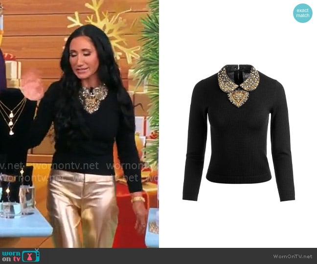 Alice + Olivia Porla Collared Sweater worn by Elizabeth Werner on CBS Mornings