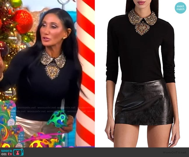 Alice + Olivia Porla Collared Sweater worn by Elizabeth Werner on The View