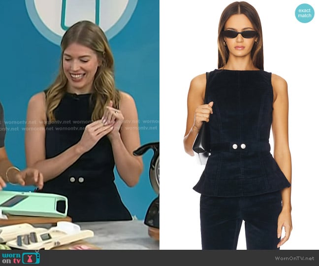 Aligne Trish Cord Top in Navy worn by Abbey Stone on Today