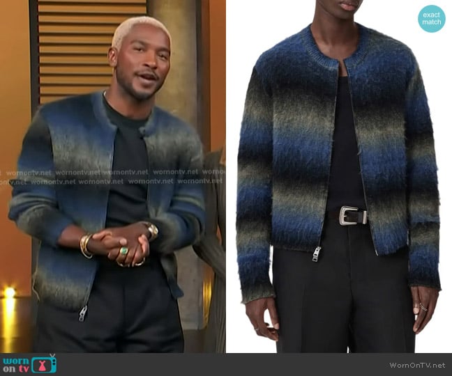 Scott’s blue ombre knit jacket on Access Hollywood Scott’s blue ombre knit jacket on Access Hollywood