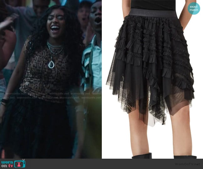 All Saints Jayde Handkerchief Hem Tulle Skirt worn by Amira (Pascual-Peña) on Bel-Air