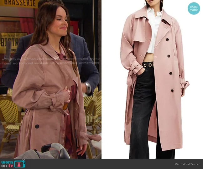 All Saints Kikki Trench Coat worn by Stephanie Johnson (Abigail Klein) on Days of our Lives