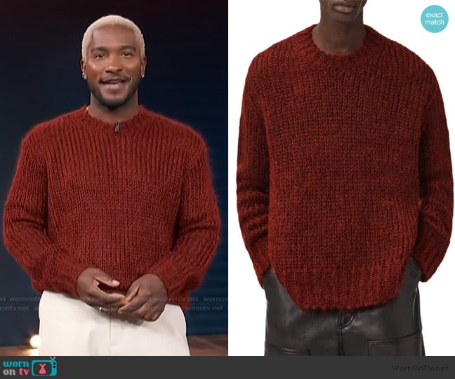 All Saints Myles Crew Neck Sweater worn by Scott Evans on Access Hollywood