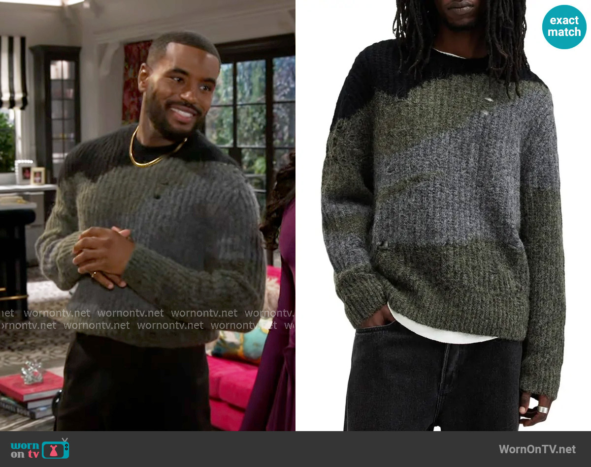 All Saints Sur Colorblock Alpaca Blend Sweater worn by Andre Richardson (Sean Freeman) on Beyond the Gates