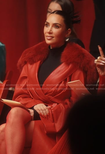 Allura's red fur collar leather coat on Alls Fair