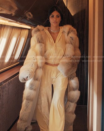 Allura’s yellow vevet track jacket and pants on Alls Fair