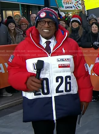 Al's red, white and navy puffer jacket on Today