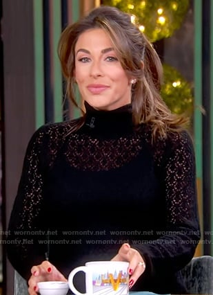 Alyssa’s black pointelle maternity dress on The View