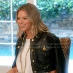 Amanda’s black cropped leather jacket on The Real Housewives of Beverly Hills