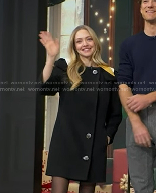 Amanda Seyfried’s black colalred coat on Good Morning America
