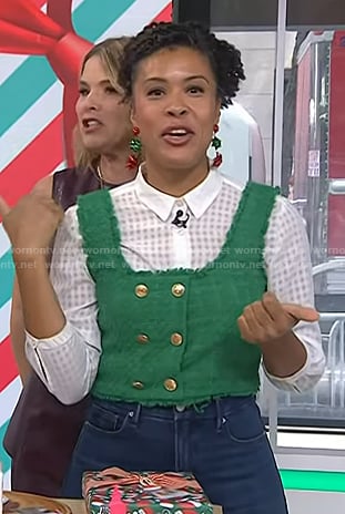 Amber Kemp Gerstel’s green tweed vest top on Today