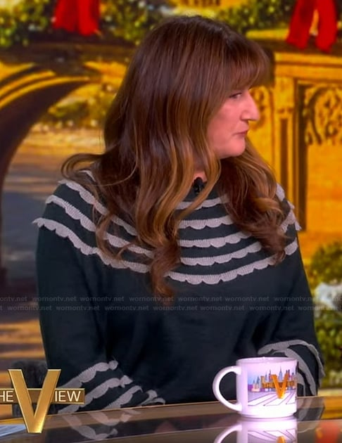 Ana Gasteyer’s ruffled sweater and pants on The View