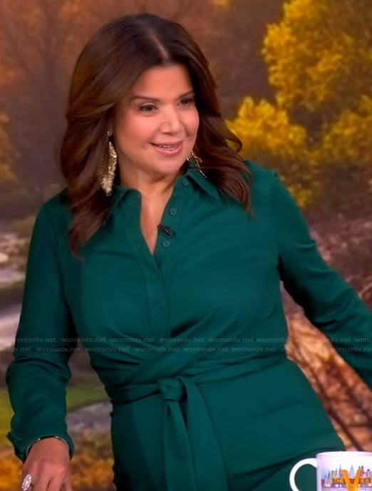 Ana’s green tie front jumpsuit on The View