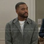 Andre’s grey jacket and pants set on Beyond the Gates