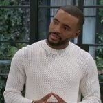 Andre’s white mesh knit sweater on Beyond the Gates