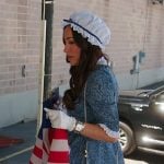 Angie’s white round crossbody bag on The Real Housewives of Salt Lake City