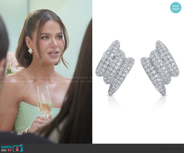 Anita Ko Small Diamond Claire Earrings worn by Khloe Kardashian (Khloe Kardashian) on The Kardashians