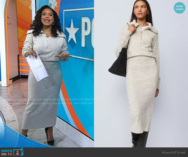 Sheinelle’s grey speckled knit skirt on Today Sheinelle’s grey speckled knit skirt on Today