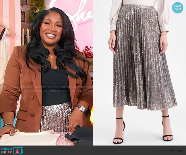 Anne Klein Pull-On Pleated Midi Skirt worn by Gabrielle Richards on Sherri