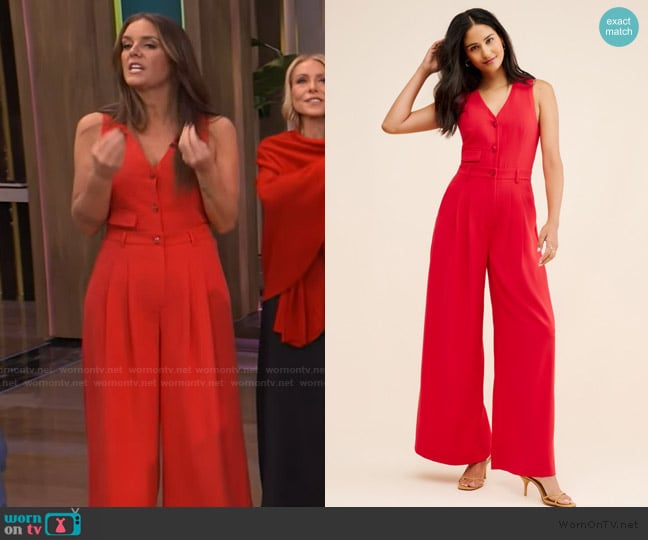 Anthropologie Avery Suited Jumpsuit worn by Monica Mangin on Live with Kelly and Mark