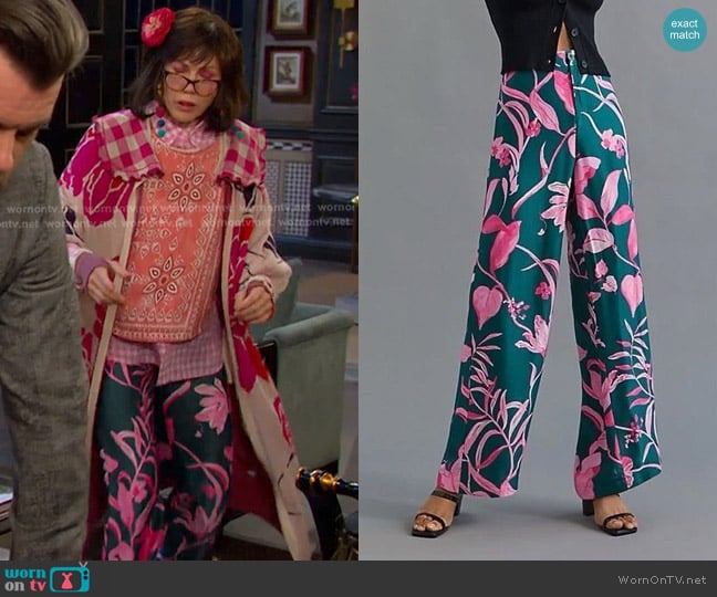 Anthropologie Breezy Tropical Pants worn by Susan Banks (Stacy Haiduk) on Days of our Lives